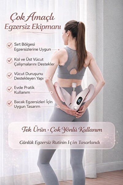 Valkyrie Pelvik Dijital Sayaçlı Çok Amaçlı Bacak ve Üst Vücut Egzersiz Aleti - Ayarlanabilir Dirençli Pembe