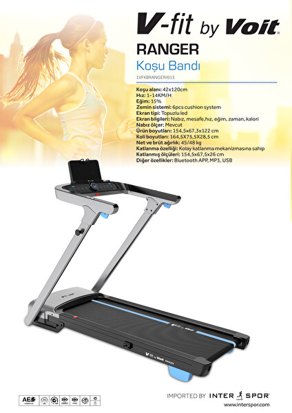 VFit By Voit Ranger 2.5 HP AV Koşu Bandı - Gri