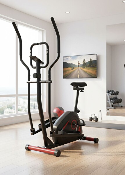 Triathlon T-247 Ayarlanabilir 8 Kademe Direnç Nabız Ölçer LCD Ekran Manyetik Eliptik Kondisyon Bisikleti