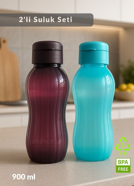 Jet's Home 2'li Suluk Bpa Free Ofis-Spor-Okul Matarası PP-5 Mürdüm-Mavi 900 ML