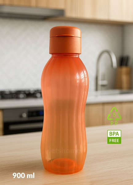 Jet's Home Suluk 2'li Set Su Şişesi Bpa Free Okul Suluğu PP-5 Suluk Spor Okul Ofis Suluğu Mürdüm-Turuncu 900 ML
