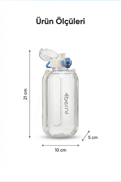 4Berry 750ML Sızdırmaz Kapaklı Tek Elle Kullanım Askılı Taşınabilir Su Şişesi Beyaz