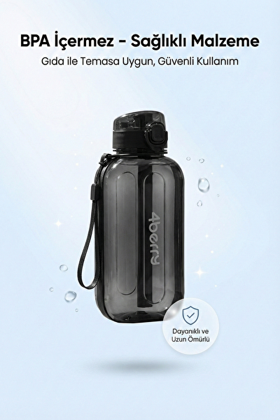 4Berry 750ML Sızdırmaz Kapaklı Tek Elle Kullanım Askılı Taşınabilir Su Şişesi Siyah