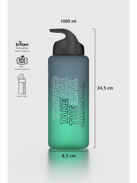 Renga Moly 1000 CC BPA Free Pipetli Tritan Matara Siyah-Petrol