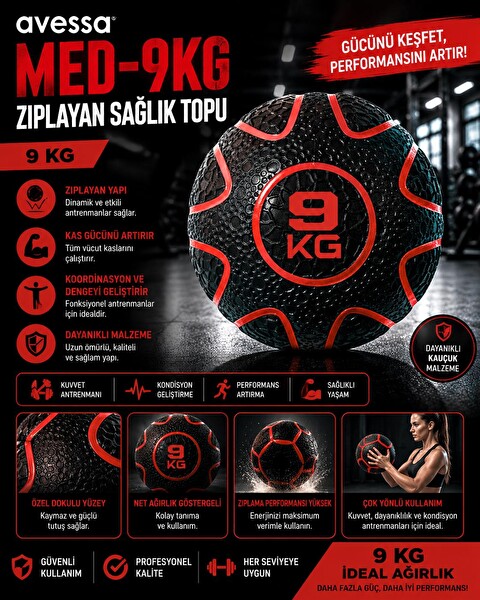 Avessa Med 9 KG Zıplayan Sağlık Topu