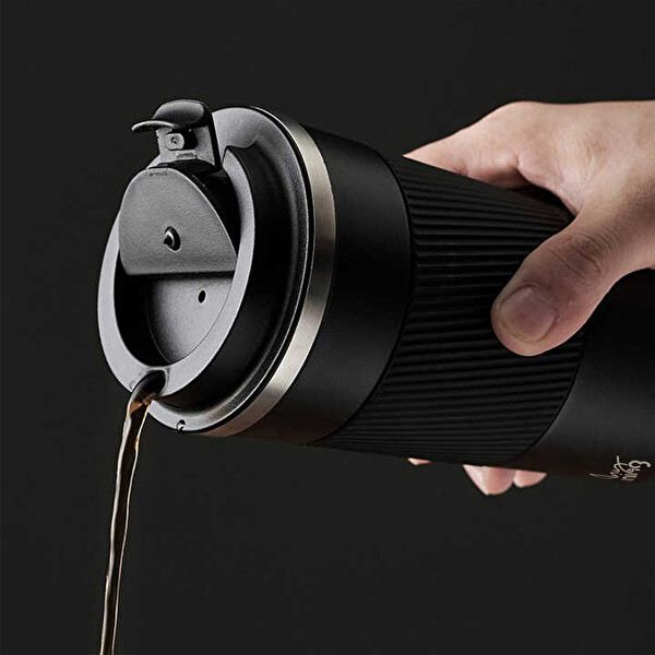 Any Morning 500 ML Paslanmaz Çelik Kaymaz Silikon Halkalı Sızdırmaz Siyah Termos BA21549