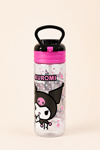 Kuromi 500 ML Pipetli Kilitli Sızdırmaz BPA Free Çocuk Suluk Su Matarası