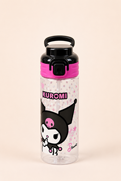 Kuromi 500 ML Pipetli Kilitli Sızdırmaz BPA Free Çocuk Suluk Su Matarası