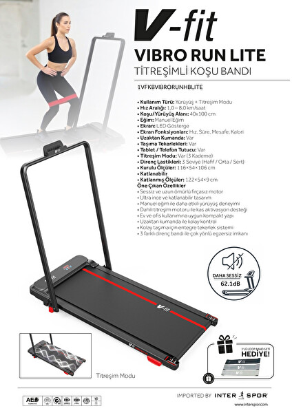 Voit V-Fit by Vibro Run Katlanabilir 8 km/s Titreşim Modlu Kumandalı Titreşimli Koşu Bandı