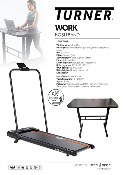 Voit Product Stamp Work Masa Altı Kullanıma Uygun 10 km/h 1 Work Masalı Katlanabilir Yürüyüş Bandı