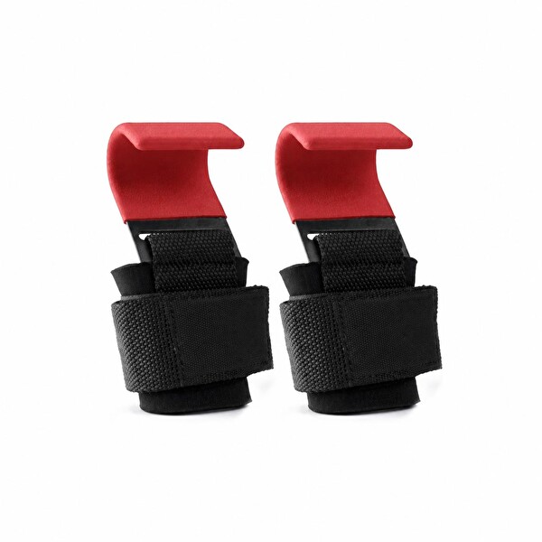 Valkyrie 2’li Ağırlık Kaldırma Kancası Bilek Destekli Güç Antrenmanı Fitness Strap Kırmızı