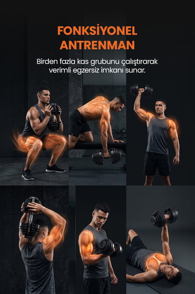 Bezt Pro Sports Ayarlanabilir 40 KG Siyah Dambıl Seti