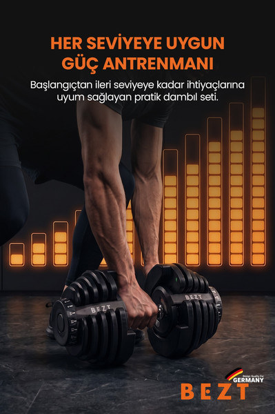 Bezt Pro Sports Ayarlanabilir 40 KG Siyah Dambıl Seti