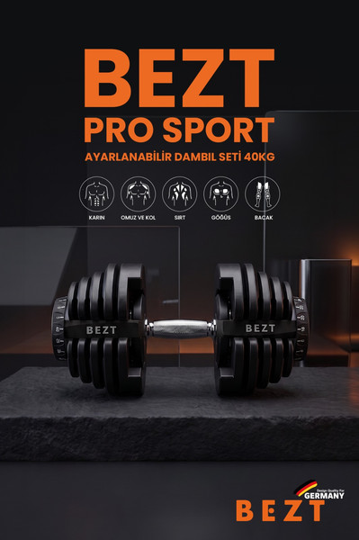Bezt Pro Sports Ayarlanabilir 40 KG Siyah Dambıl Seti