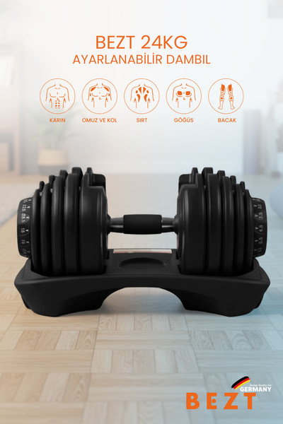 Bezt Pro Sports Ayarlanabilir 24 KG Siyah Dambıl Seti