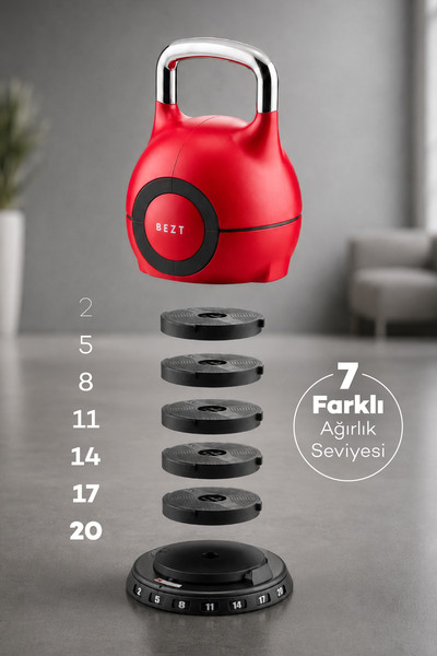 Bezt Pro Ayarlanabilir 20 KG Kırmızı Kettlebell