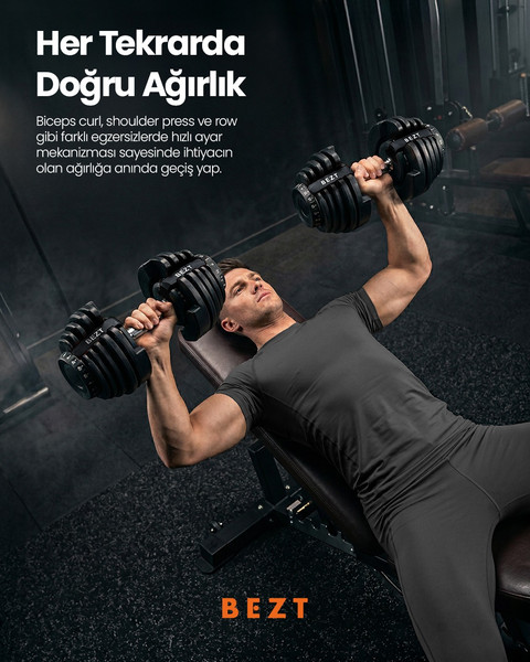 Bezt Pro Sports Ayarlanabilir 2'li 40 KG Siyah Dambıl Seti