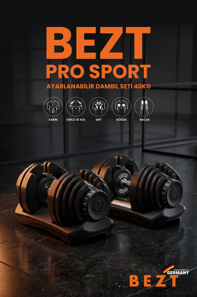 Bezt Pro Sports Ayarlanabilir 2'li 40 KG Siyah Dambıl Seti