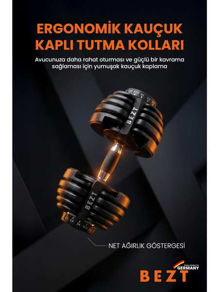 Bezt Pro Sports Ayarlanabilir 2'li 24 KG Siyah Dambıl Seti