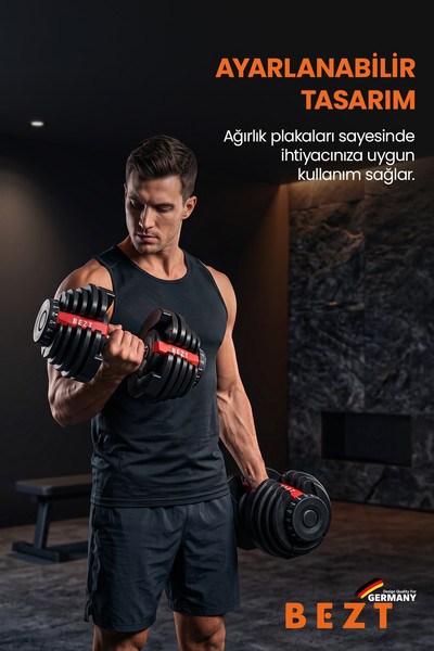 Bezt Pro Sports Ayarlanabilir 40 KG Kırmızı 2'li Dambıl Seti