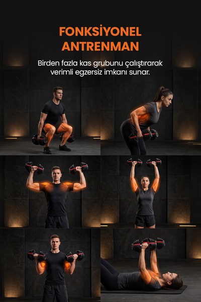 Bezt Pro Sports Ayarlanabilir 40 KG Kırmızı 2'li Dambıl Seti