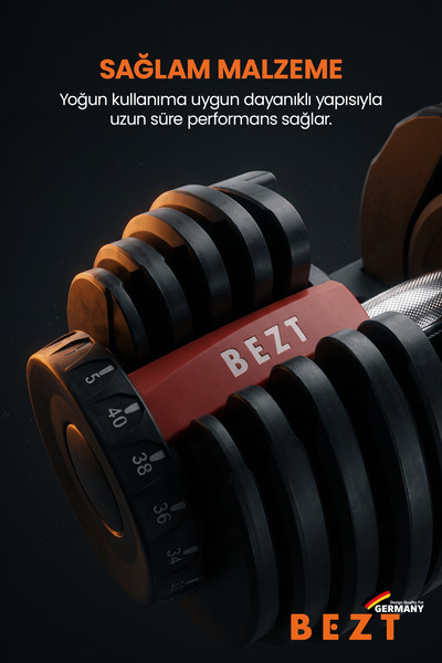Bezt Pro Sports Ayarlanabilir 40 KG Kırmızı 2'li Dambıl Seti