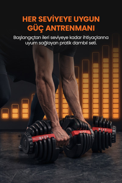 Bezt Pro Sports Ayarlanabilir 40 KG Kırmızı 2'li Dambıl Seti
