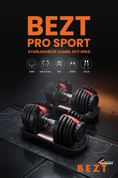Bezt Pro Sports Ayarlanabilir 40 KG Kırmızı 2'li Dambıl Seti