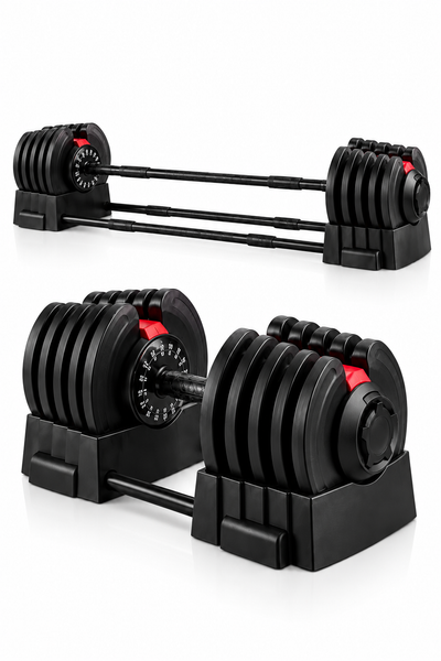 Bezt Premium Sports Ayarlanabilir 2'si 1 Arada 40 KG Kırmızı Halter ve Dambıl Seti