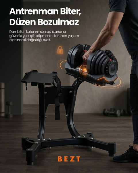 Bezt Pro Sports Ayarlanabilir 2 x 40 KG Kırmızı Dambıl Seti ve Stand