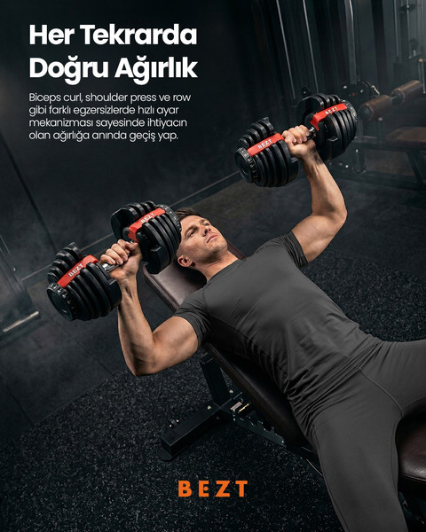 Bezt Pro Sports Ayarlanabilir 2 x 40 KG Kırmızı Dambıl Seti ve Stand