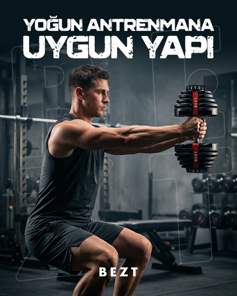 Bezt Pro Sports Ayarlanabilir 2 x 40 KG Kırmızı Dambıl Seti ve Stand