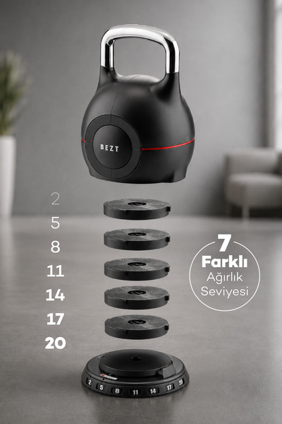 Bezt Pro Ayarlanabilir 20 KG Siyah Kettlebell