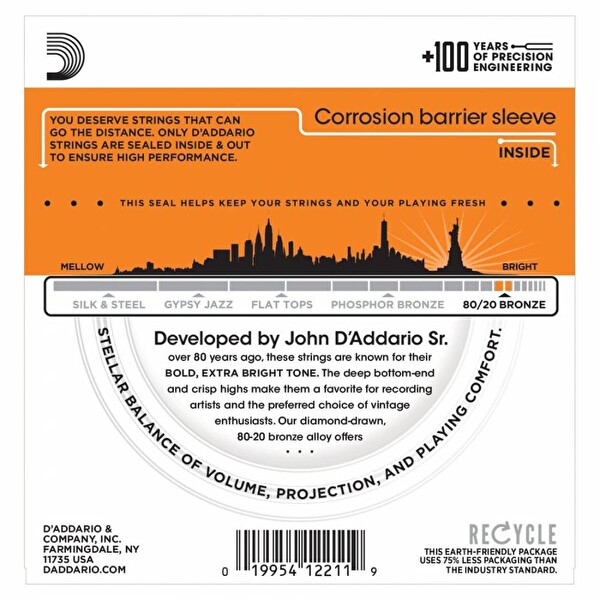 D'Addario EJ10 80/20 Bronze Akustik Gitar Teli (10-47)