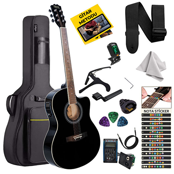 Midex Midex XC-300BK-EQ 4/4 Yetişkin Üst Segment Siyah Profesyonel Elektro Akustik Gitar