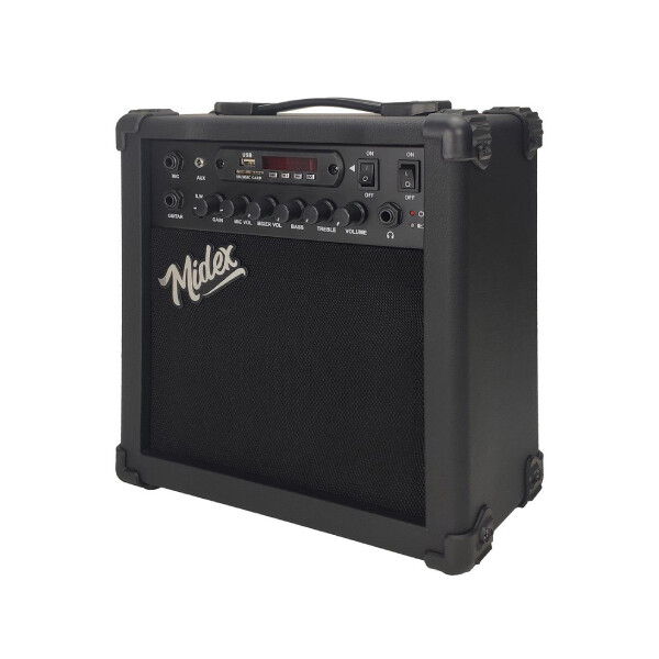 Midex MGA-25BK 25 W USB Bluetooth Şarjlı 2 Girişli Elektro Gitar Amfisi