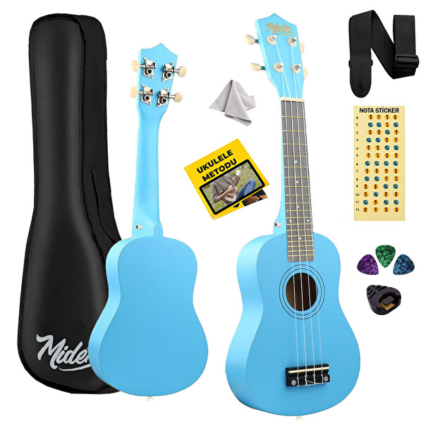 Midex UKX-233BL Mavi Concert Ukulele (Askı Çanta Metod Pena)