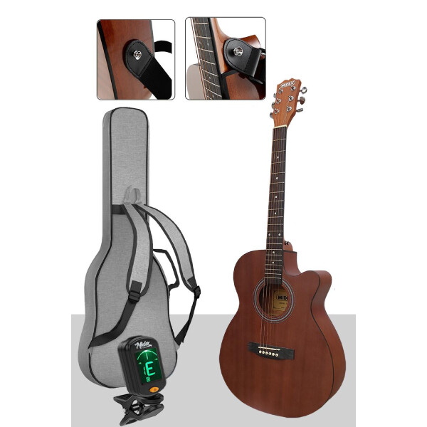 Midex PHX-187 Masif Ağaç Akustik Gitar 4/4 Yetişkin Boy (Gigbag Çanta Tuner Askı Capo)
