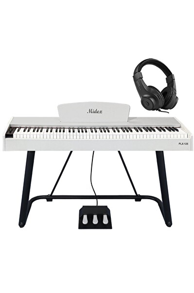 Midex PLX-125WH Tuş Hassasiyetli 88 Tuş Bluetooth Taşınabilir Dijital Piyano (Stand Ve Kulaklık İle)