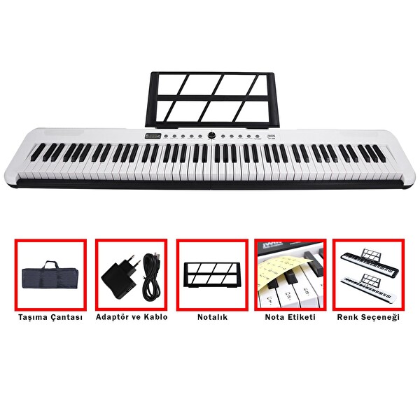 Jwin JDP-2088 Tuş Hassasiyetli 88 Tuşlu Beyaz Piyano