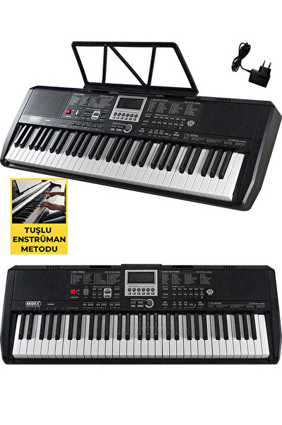 Midex PS-1800BK-SET 61 Tuşlu Kaliteli Dijital Ekranlı Org (Stand Kulaklık Çanta Notalık Adaptör Metod)