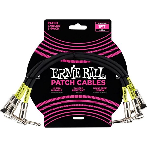 Ernie Ball P06075 1FT 3'lü Siyah Kablo
