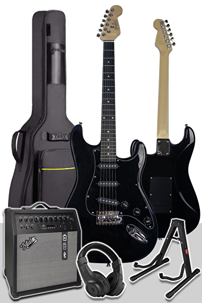 Midex RPH30BK-50AMP 50 W Bluetooth Şarjlı Amfi Kulaklık Full Siyah Elektro Gitar Seti