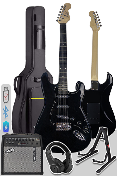 Midex RPH30BK-50AMP 50 W Bluetooth Şarjlı Amfi Kulaklık Full Siyah Elektro Gitar Seti