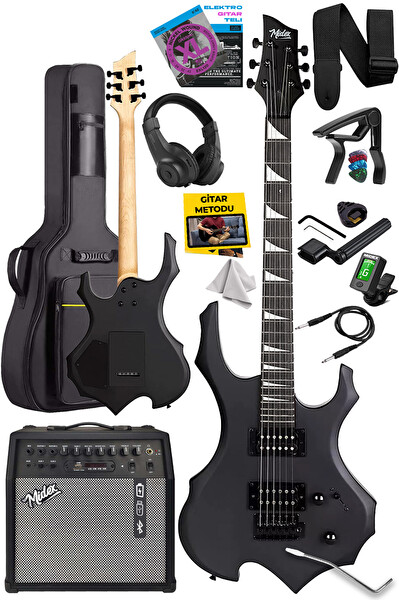 Midex Force-AMP50 Üst Seviye 50 W H-H Profesyonel Full Set Aksesuarlı Amfili Elektro Gitar