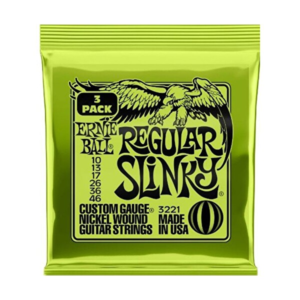 Ernie Ball P03221 Regular Slinky 3 Pack Elektro Tel (3'lü Paket)