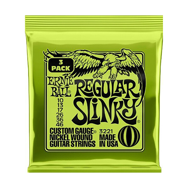 Ernie Ball P03221 Regular Slinky 3 Pack Elektro Tel (3'lü Paket)