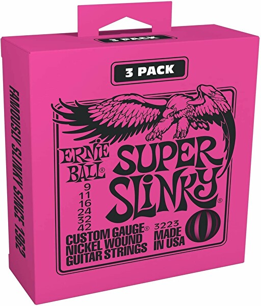 Ernie Ball P03223 Super Slinky Elektro Tel Seti 3'lü Paket