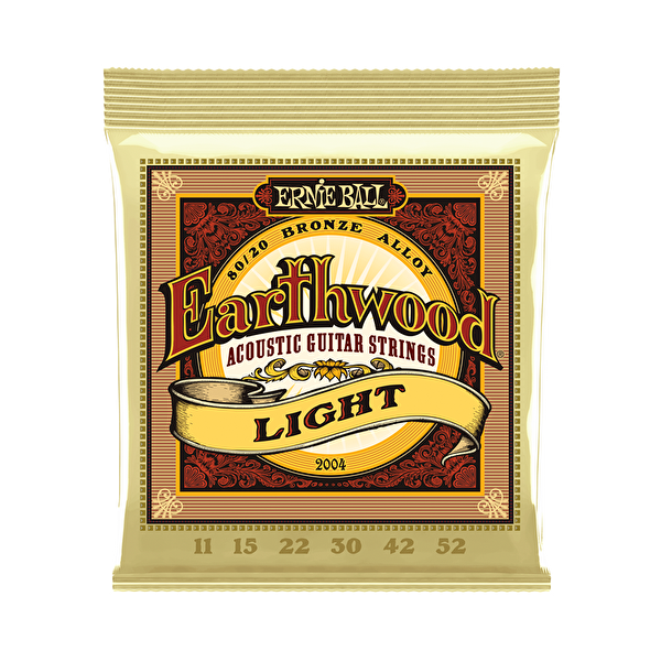Ernie Ball P02004 Earthwood Light 80/20 Bronze 0.11 - 0.52 Akustik Gitar Teli