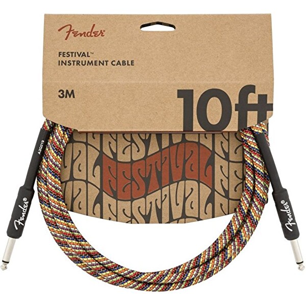 Fender Festival Düz/Düz Uçlu 3m Pure Hemp Rainbow Enstrüman Kablosu